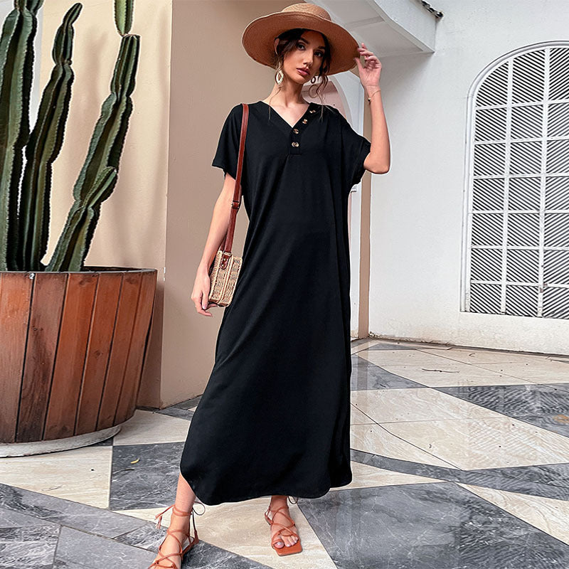 Retrograde Cotton Blend Midi T Shirt Dress