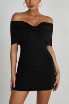 Love is a gift Off Shoulder Bow Mini Dress