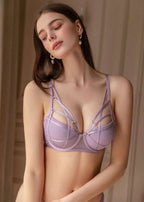 Lilac Mesh Strappy Underwire Lingerie Set