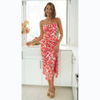 Small Digital Printing Fresh Sweet Spaghetti - Strap Dress Floral Burst