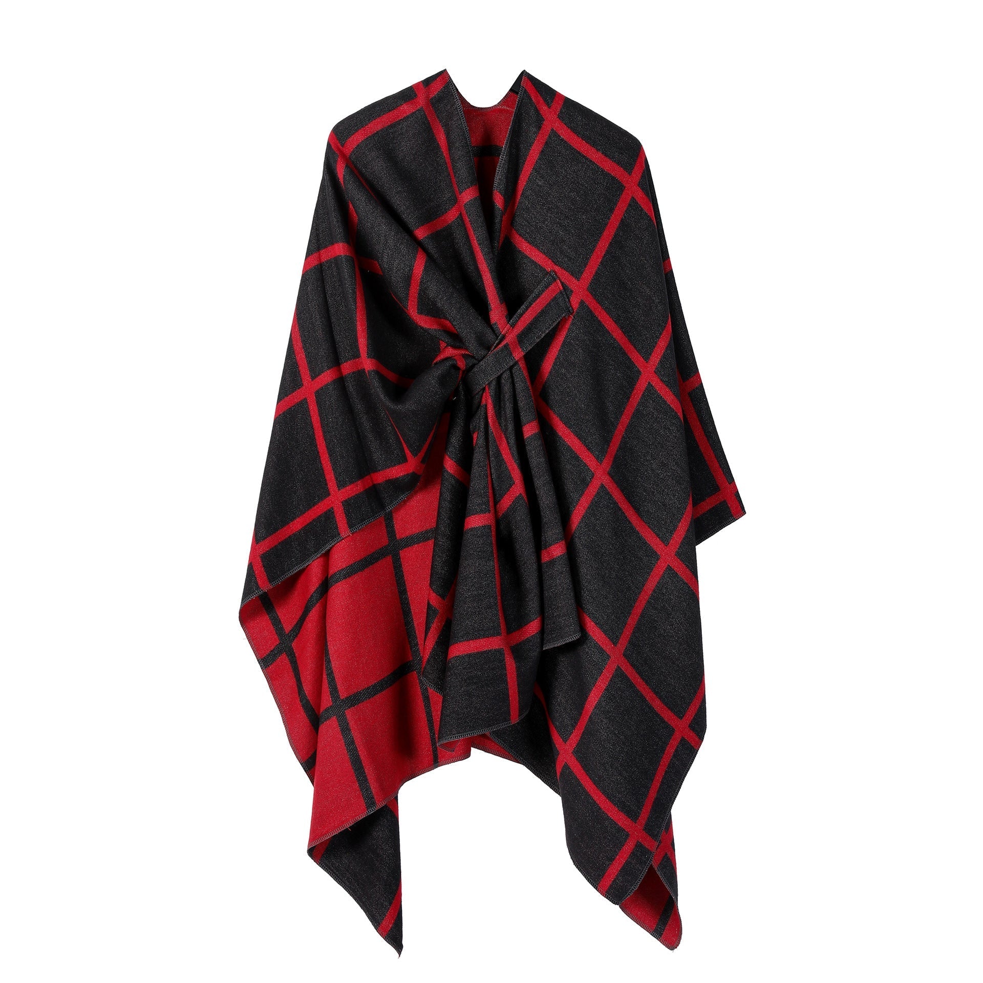 Bestselling Sidetied Plaid Split Cape Warm Crossborder Scarf
