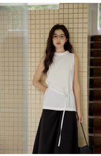 Sleeveless Light Pink Belted Top