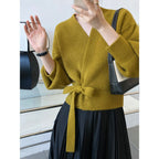 Creamy Flatwhite Wrap Tied Cardigan