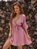 Chante Satin Drape Dress Rust FINAL