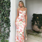 Georgina Elevated Women's Floral Satin Maxi Dress Everyday Luxe Edit