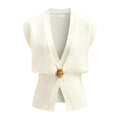 Contrast Trim Knit Vest and Midi Skirt Set