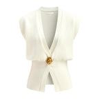 Contrast Trim Knit Vest and Midi Skirt Set