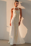 Binlk Beaded Round Neck Sleeveless Maxi Dress