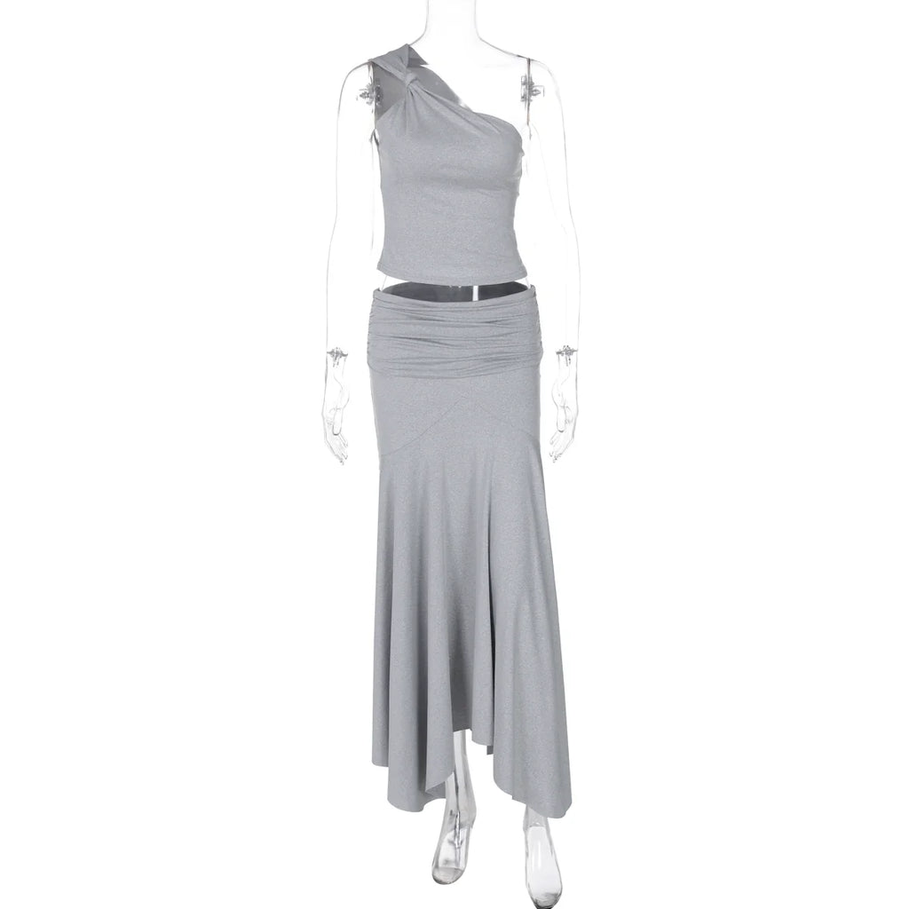 Taryn Ribbed Twist Skirt Set