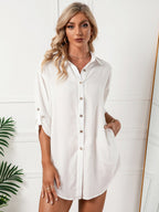 Jeanette Button Down Tunic Top White