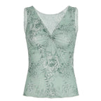 Yehudis Twisted Floral Mesh Top