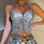 Glam Fringe Halter Top
