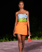 Floral Color Short Slim Tube Top Tied Dress