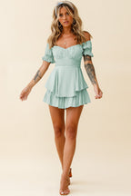 Mahoney Smocked Ruffle Mini Dress Pistachio