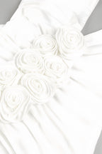 Vivialk V-neck 3D Flower Pleated Maxi Dress