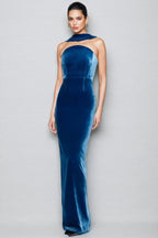 Liornd Blue Split Backless Maxi Dress