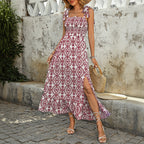 Isabelle Statement Sleeveless Long Dress with Tie Print Chic Silhouette Collection