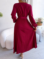 Cross Vneck Long Sleeve Dress
