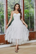 French Tube Top for First Love Boning Corset Dress White Yarn Strap Large Swing Dress Prom Dress