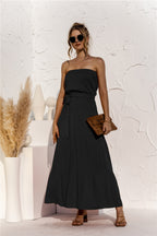 Free Falling Strapless Tiered Maxi Dress Olive