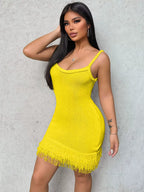 Braided Rope Strap Fringe Hem Sweater Dress