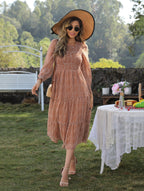 Takeoff Star Print Pocketed Maxi Dress Peach