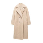 Athalia Double-Breasted Long Teddy Coat
