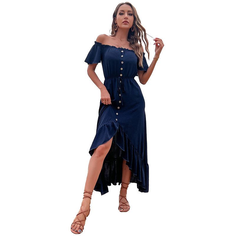 Some Like It Hot Smocked Off The Shoulder Dress Navy