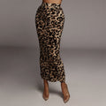 DressBetty - Pleated Split Leopard Print Skirt