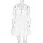 Sling Lace Halter Back Solid Color Dress