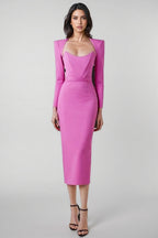 Thandiwe Square Neck Cowl Shoulder Maxi Dress-Rose