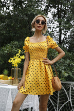 Stevens Puff Sleeve Babydoll Dress Yellow