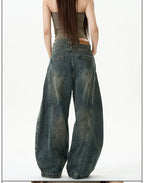 Extreme Wide-Leg Vintage Wash Jeans