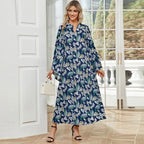 Dress Printed Elegant Batwing Sleeve Arabic Robe
