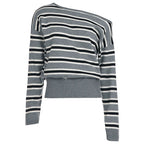 Stormy Striped Off Shoulder Knit Top