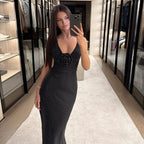 Polka Dot Print Hip-Hugging Slit Camisole Midi Dress