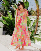 Elegant Printed Backless Cami Dress