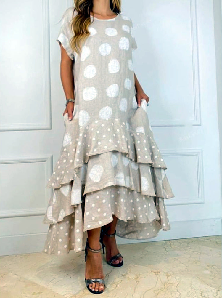 Valentina Cotton Polka Dot Tiered Midi Dress FINAL
