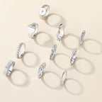 10-Piece Alloy Zirconia Statement Ring Set
