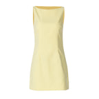 Solid Color Double Layer Woven Sleeveless Back Zipper Short Slim Fit Dress
