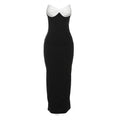 Color Contrast Backless Bow Tube Top Ribbon Dress