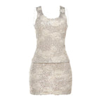 3D Flower Sequin Skirt Set