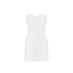 Short Sling Dress Lace up White Hip