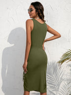 Melbourne Ribbed Knit Midi Dress Olive