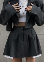 Cropped Blazer and Skater Skirt Set - Modern Sophistication