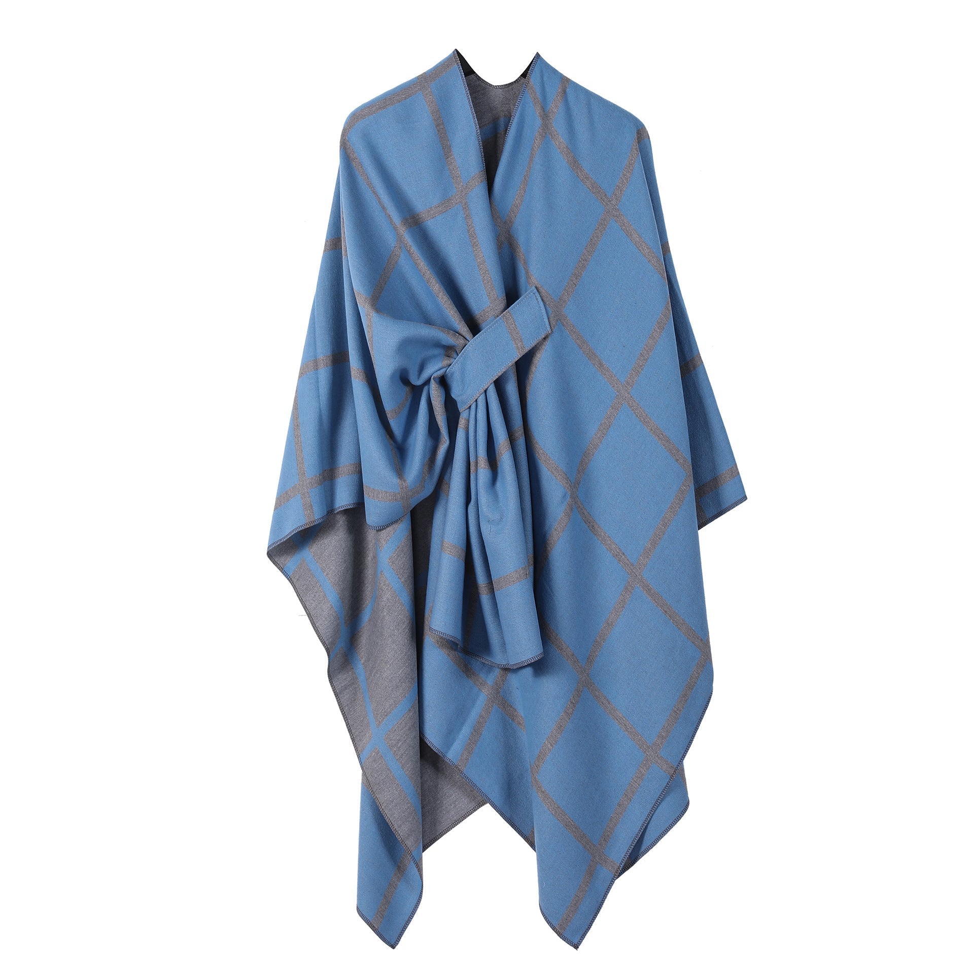 Bestselling Sidetied Plaid Split Cape Warm Crossborder Scarf