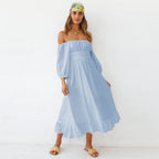 Samantha Puff Sleeve Midi Dress French Blue