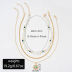 Long Pearl Octagram Star Pendant Layered Necklace