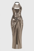 Irven Backless Twisted Split Maxi Dress