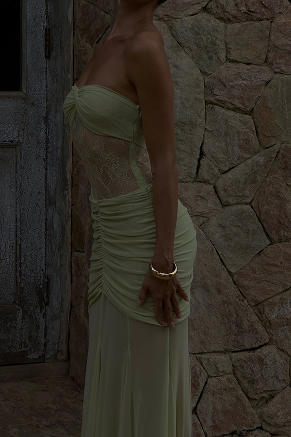 Fashion Lace Splicing Sexy Sleeveless Off-shoulder Slim Maxi Dress